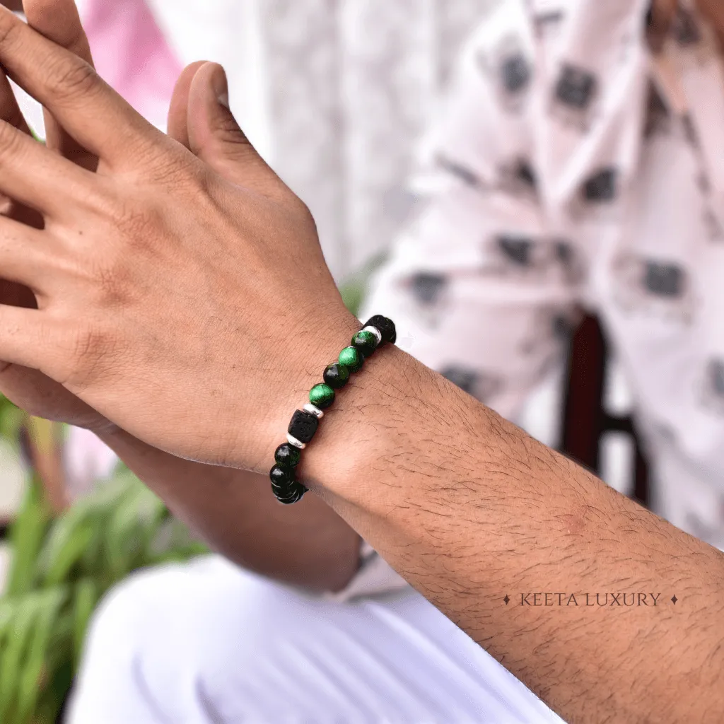 Green Generation- Tiger Eye and Lava Bracelet