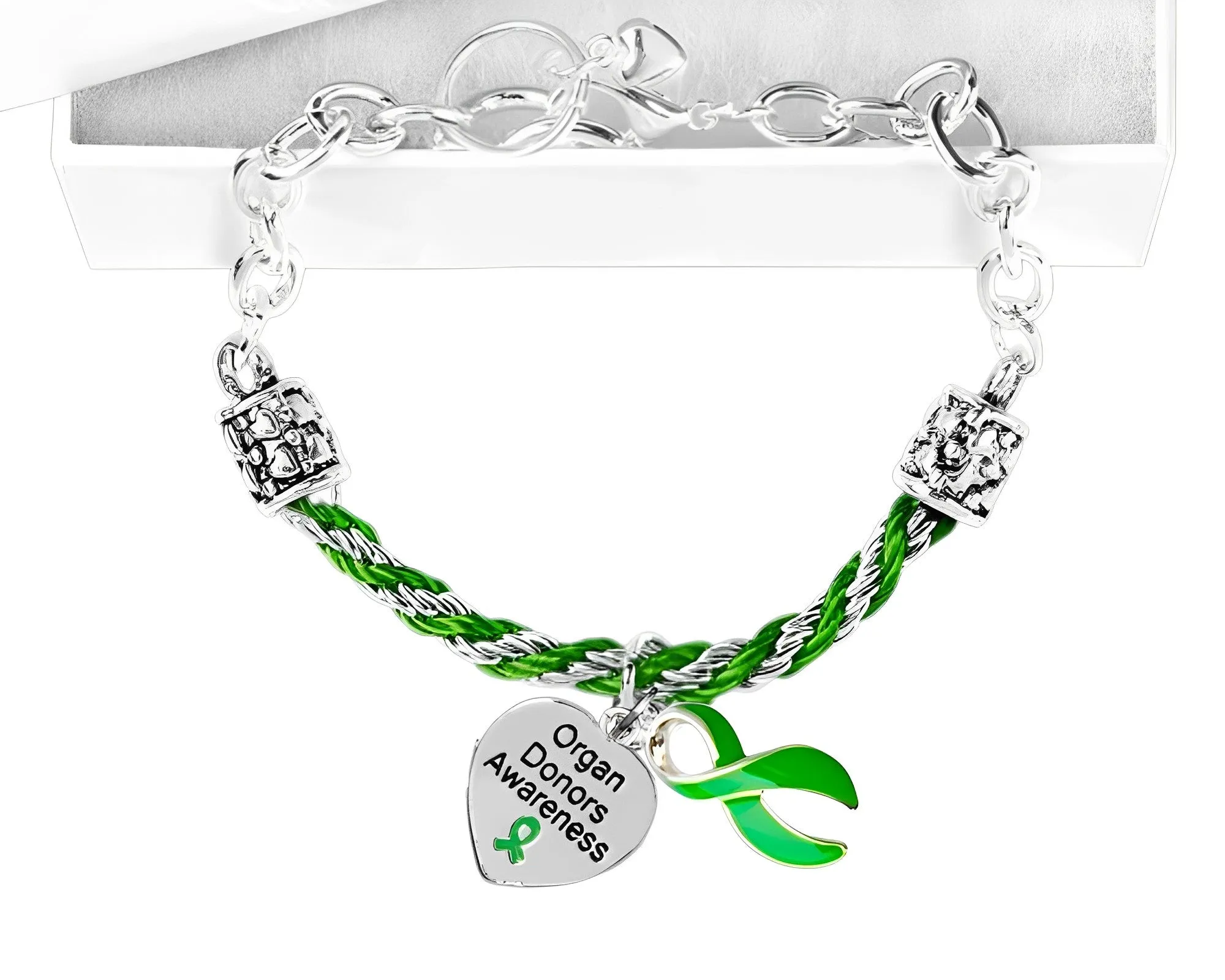 Green Ribbon Organ Donors Partial Rope Bracelets