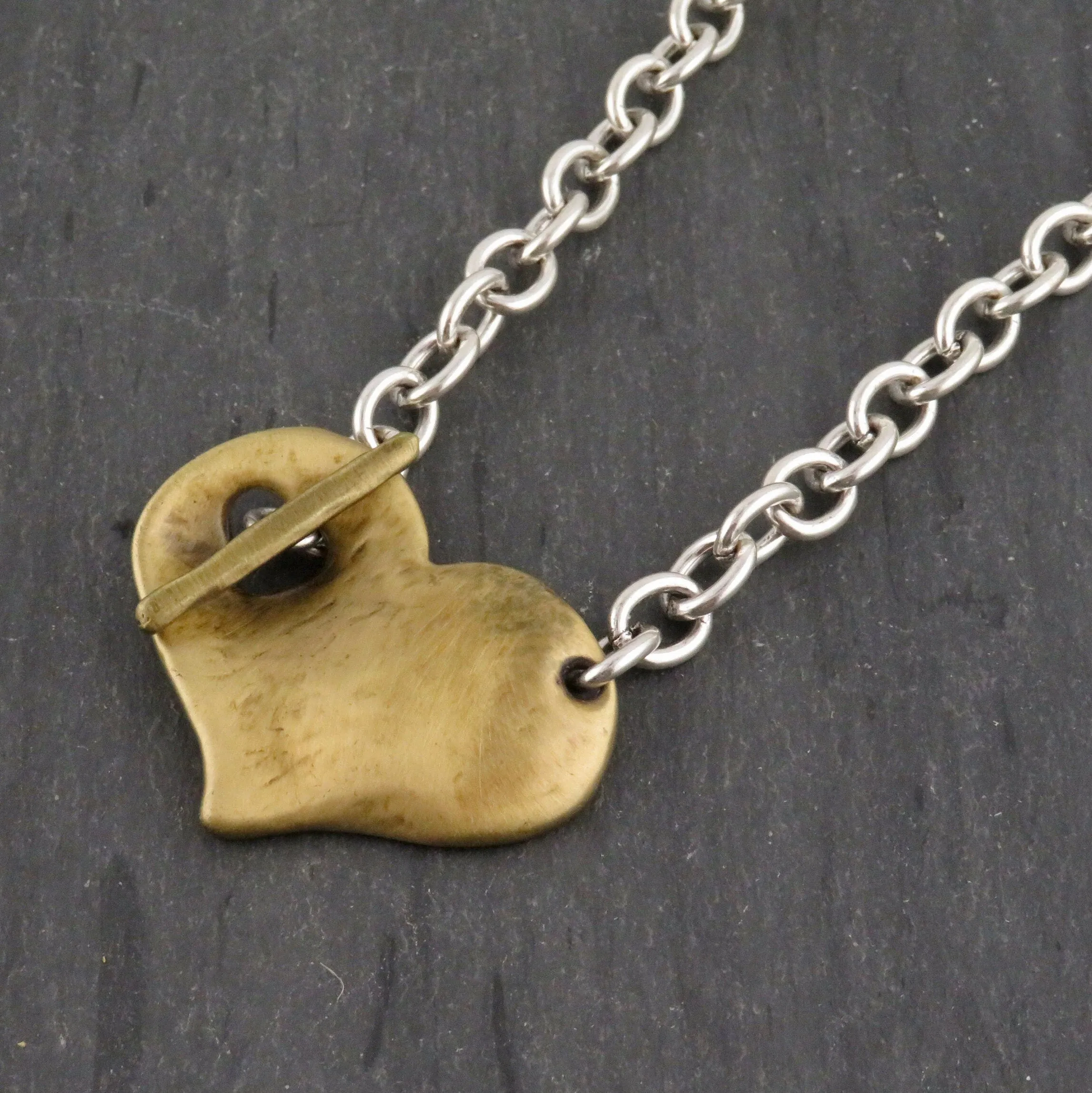 'Heart in Front' Necklace - Mixed Metals