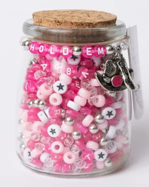 Hold 'Em Cowgirl Western Pink Letter DIY Bead Jar