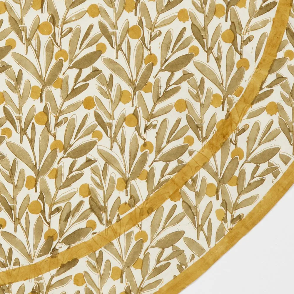 Kalamkaari Olive Branches 70 Round Tablecloth