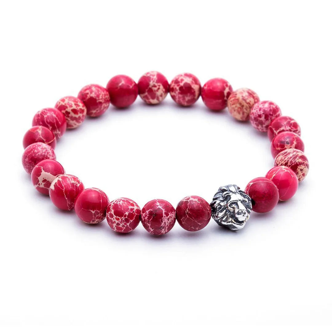 Leo Jasper Beaded Bracelets - Solid Silver