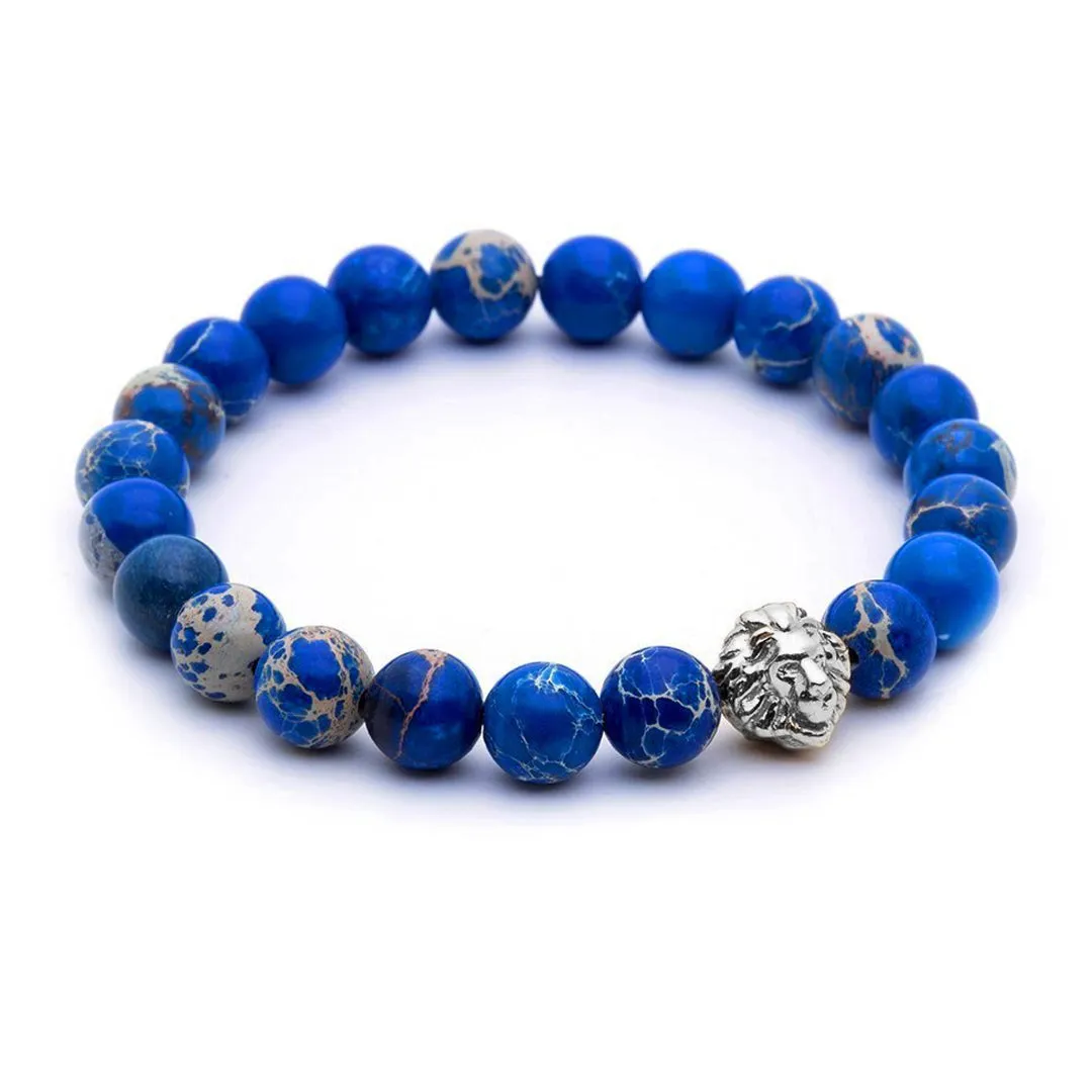 Leo Jasper Beaded Bracelets - Solid Silver