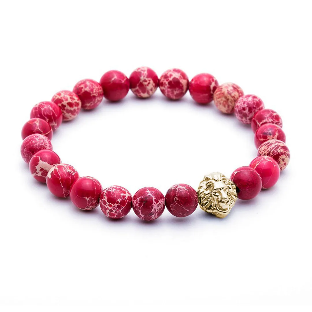 Leo Jasper Beaded Bracelets - Solid Silver