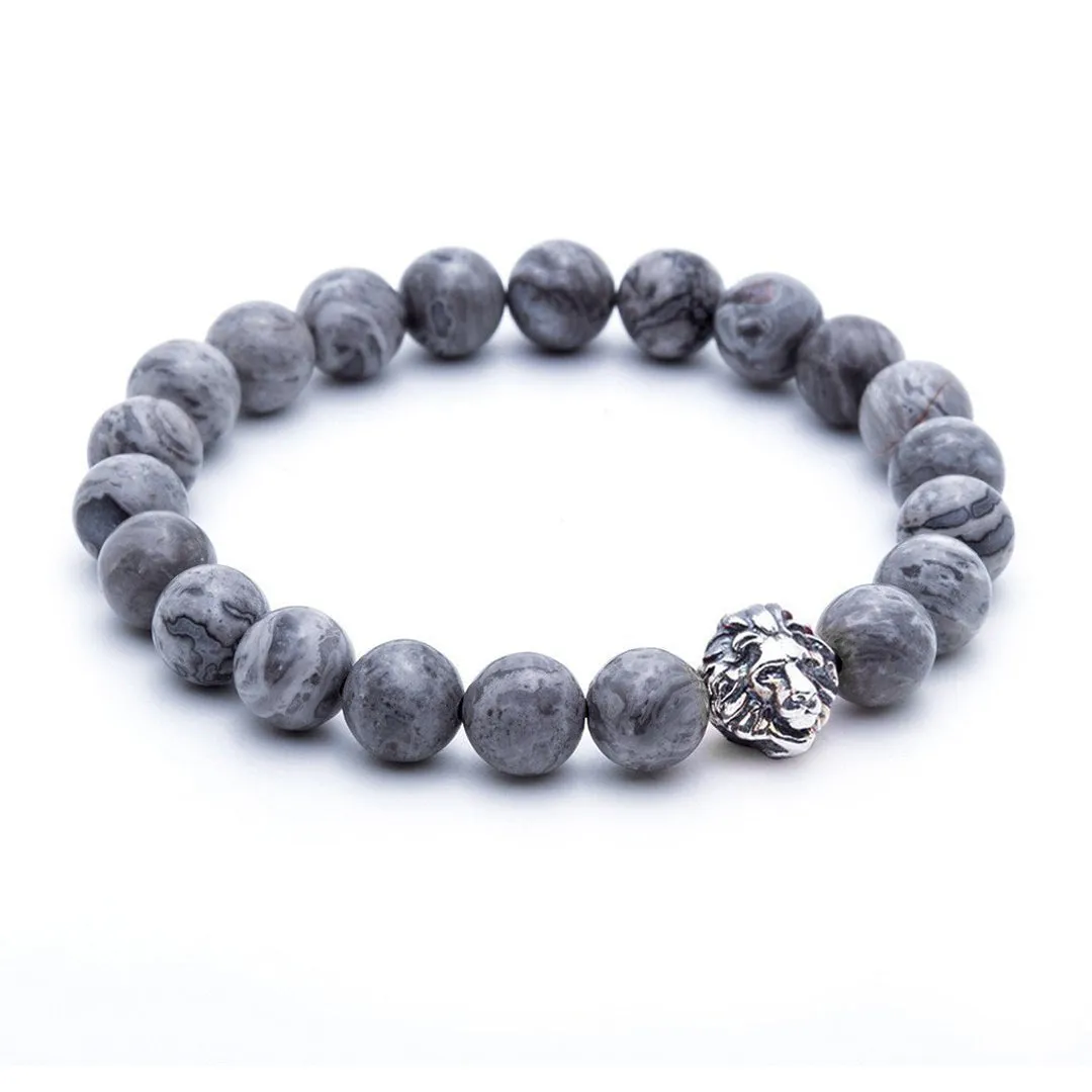 Leo Jasper Beaded Bracelets - Solid Silver