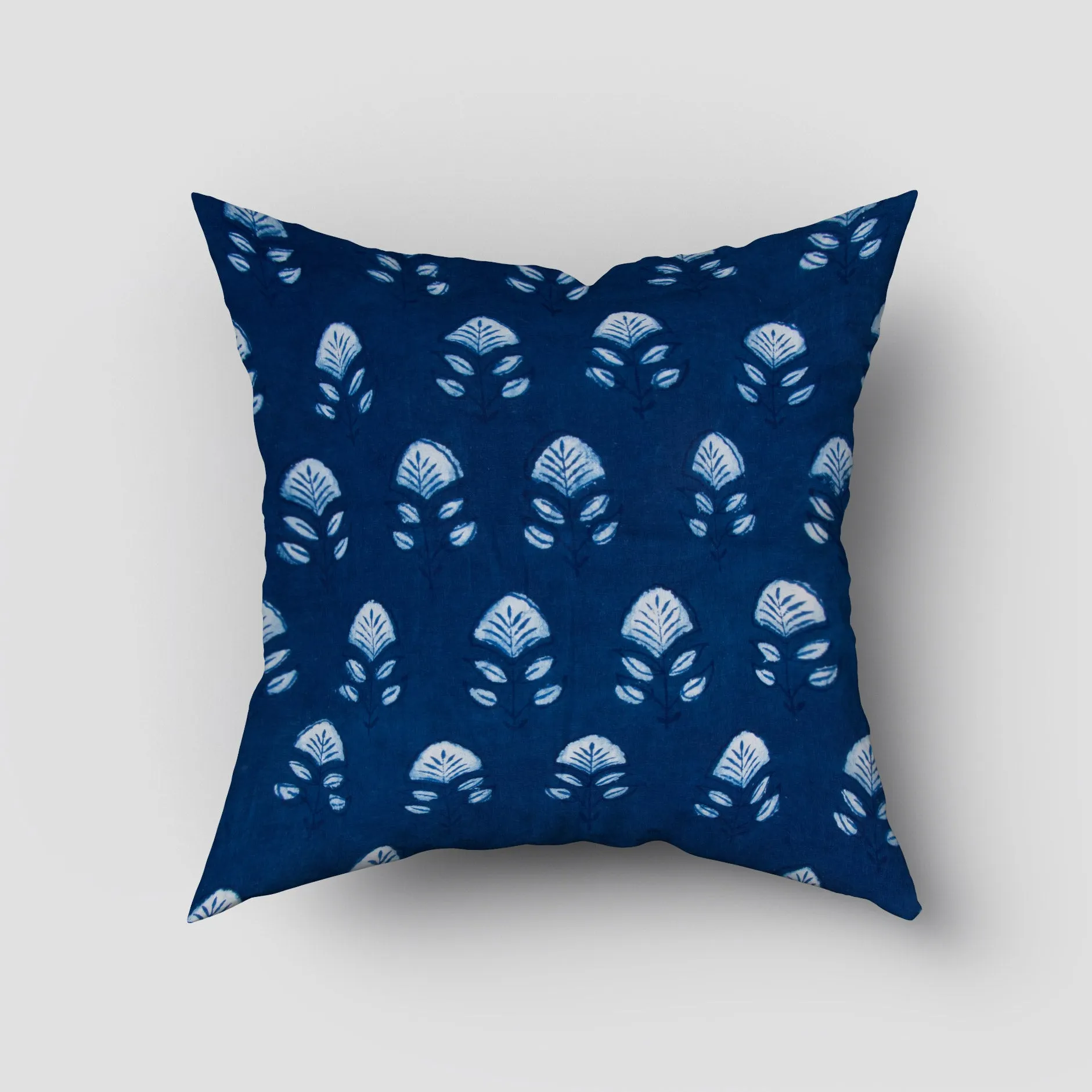 Luxury Cushion Covers Hand Block Indigo Floral Printed Pure Cotton