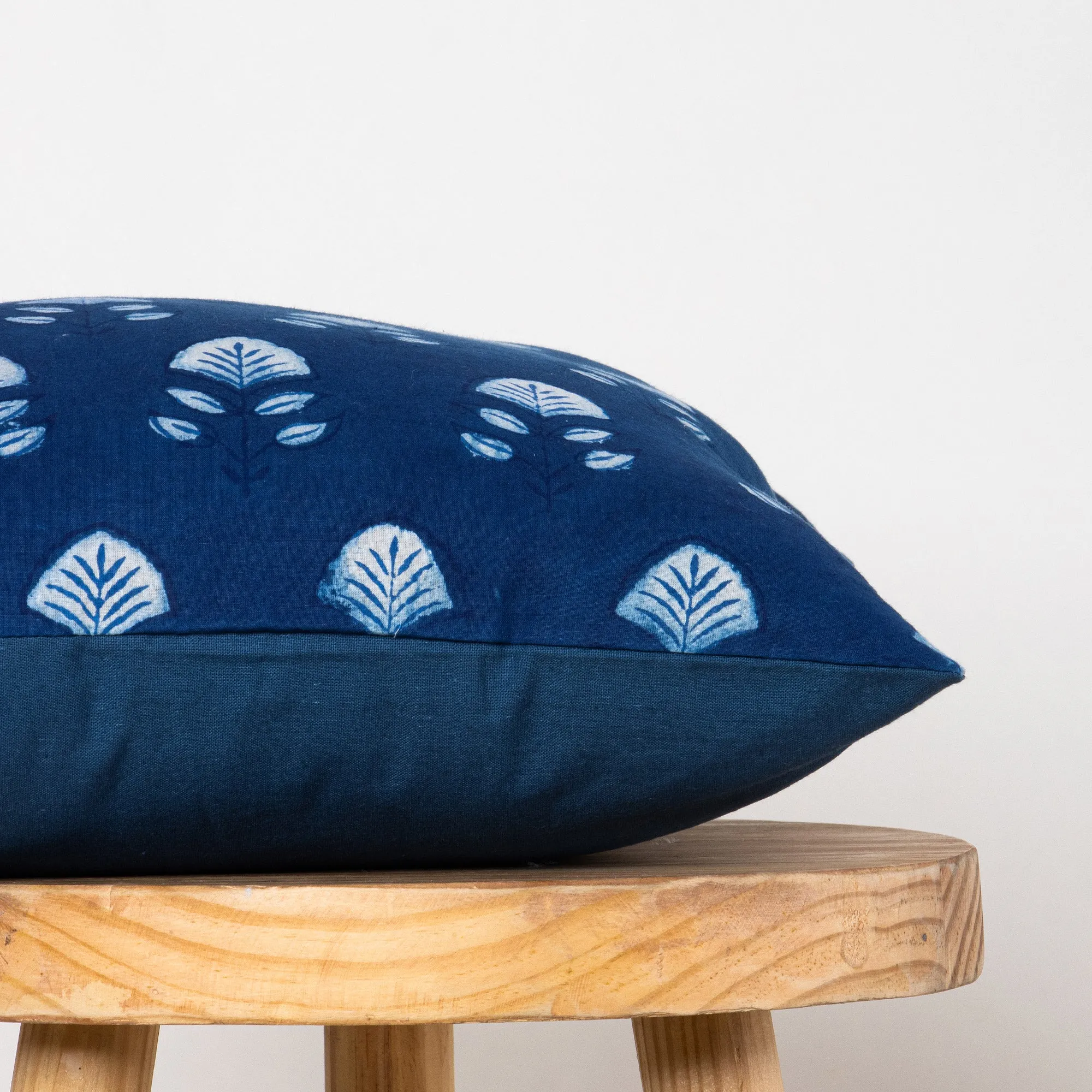 Luxury Cushion Covers Hand Block Indigo Floral Printed Pure Cotton