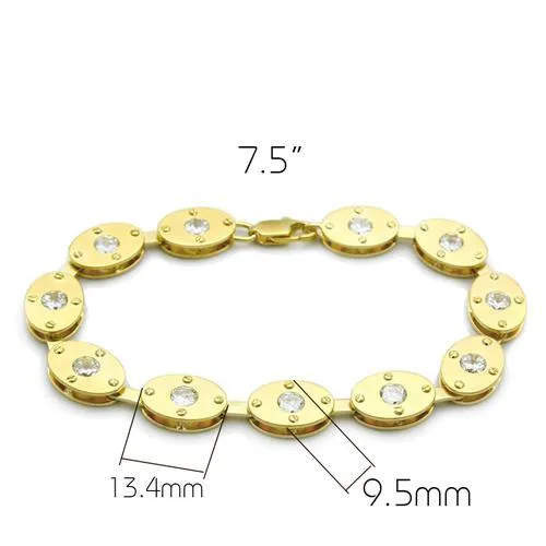 Matte Gold & Gold Brass Bracelet with AAA Grade CZ in Clear for Women Style LO2018