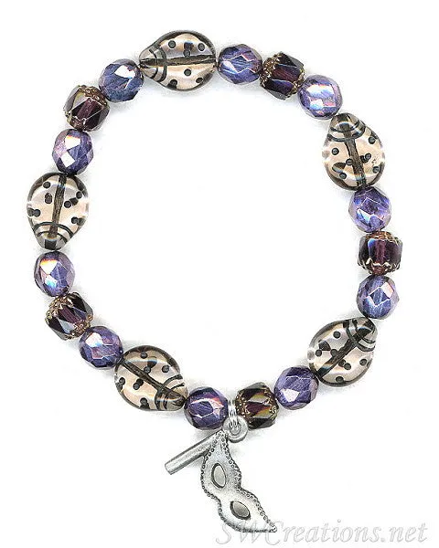 Multiple Sclerosis Mauve Ladybug Mask Beaded Bracelets