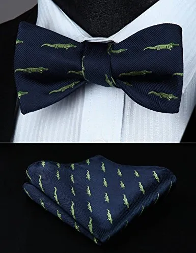 Navy Blue and Lt. Green Bow Tie Set HDN200