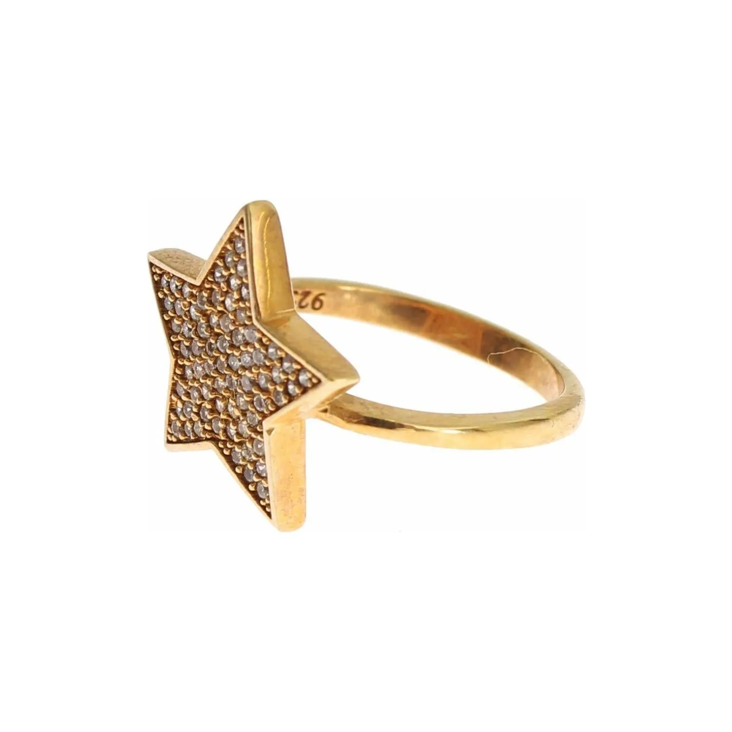 Nialaya Elegant Gold-Plated Sterling Silver Ring with CZ Crystals