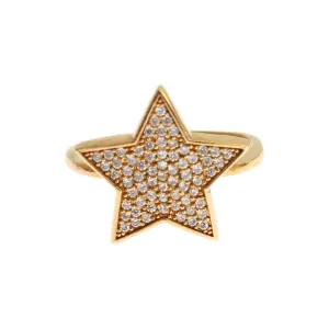 Nialaya Elegant Gold-Plated Sterling Silver Ring with CZ Crystals