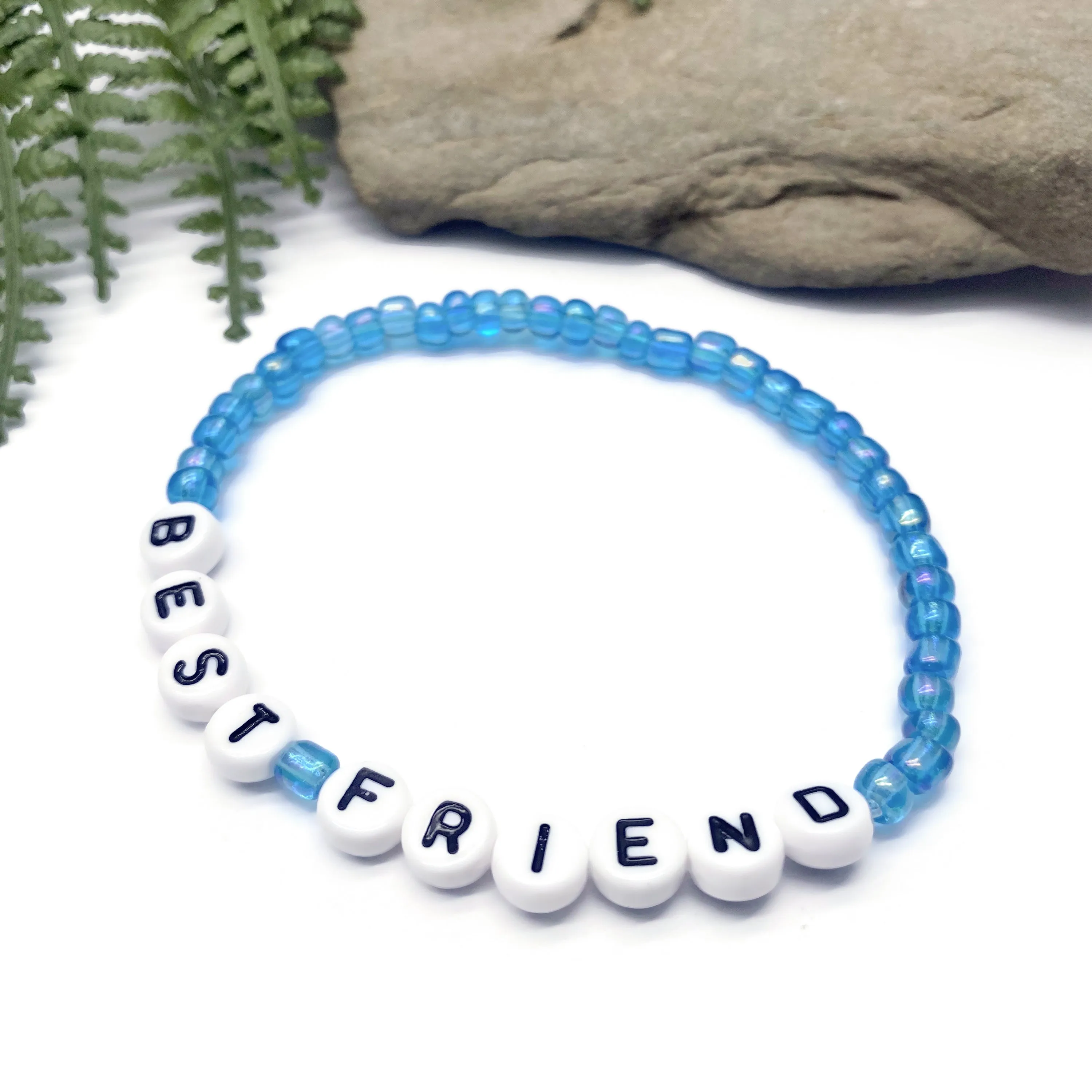 PERSONALISED Bead Bracelet - Light Blue Seed Beads