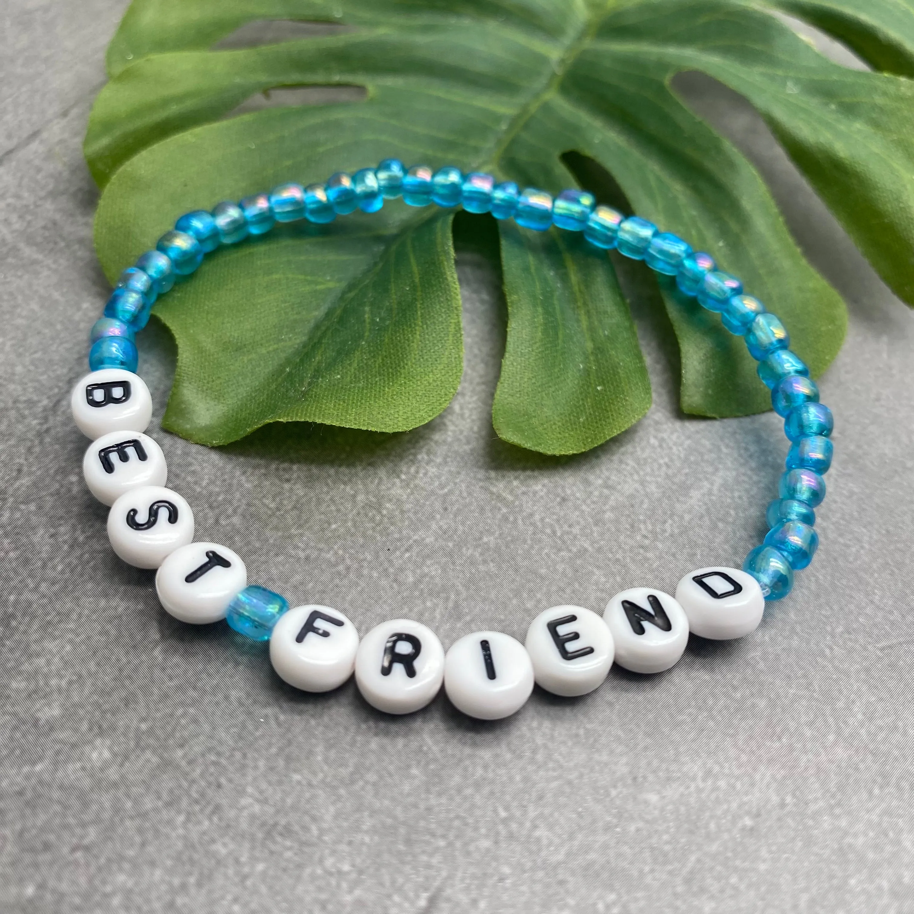 PERSONALISED Bead Bracelet - Light Blue Seed Beads