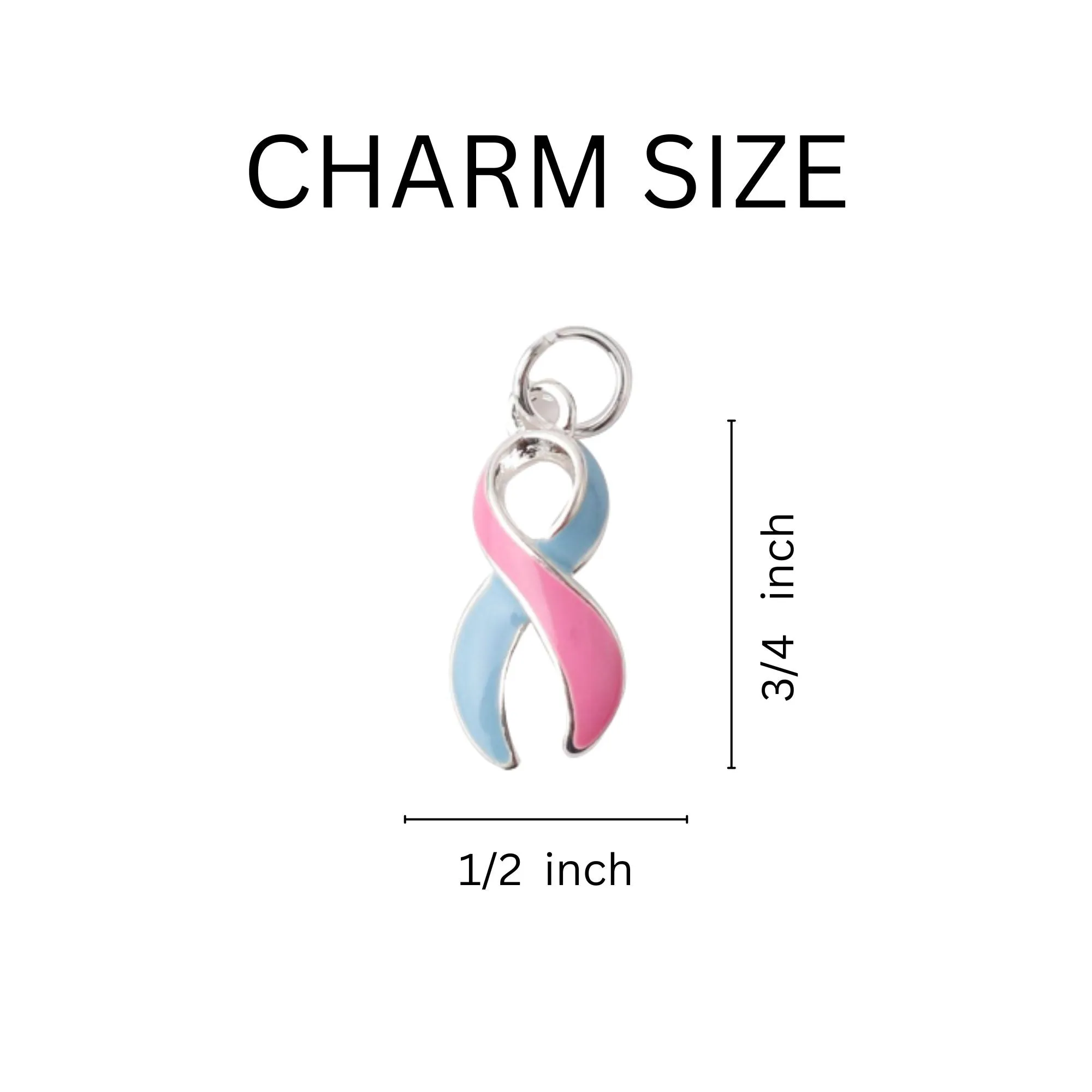 Pink & Blue Ribbon Hope Charm Retractable Bracelets