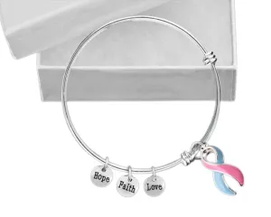 Pink & Blue Ribbon Hope Charm Retractable Bracelets