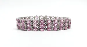 PINK SAPPHIRE AND DIAMOND TRIPLE ROW BRACELET/ITEM CODE: BR 39