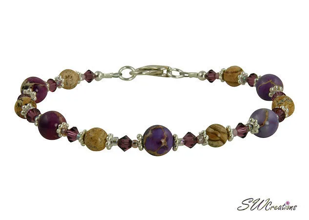 Purple Varascite Jasper Gemstone Beaded Bracelets