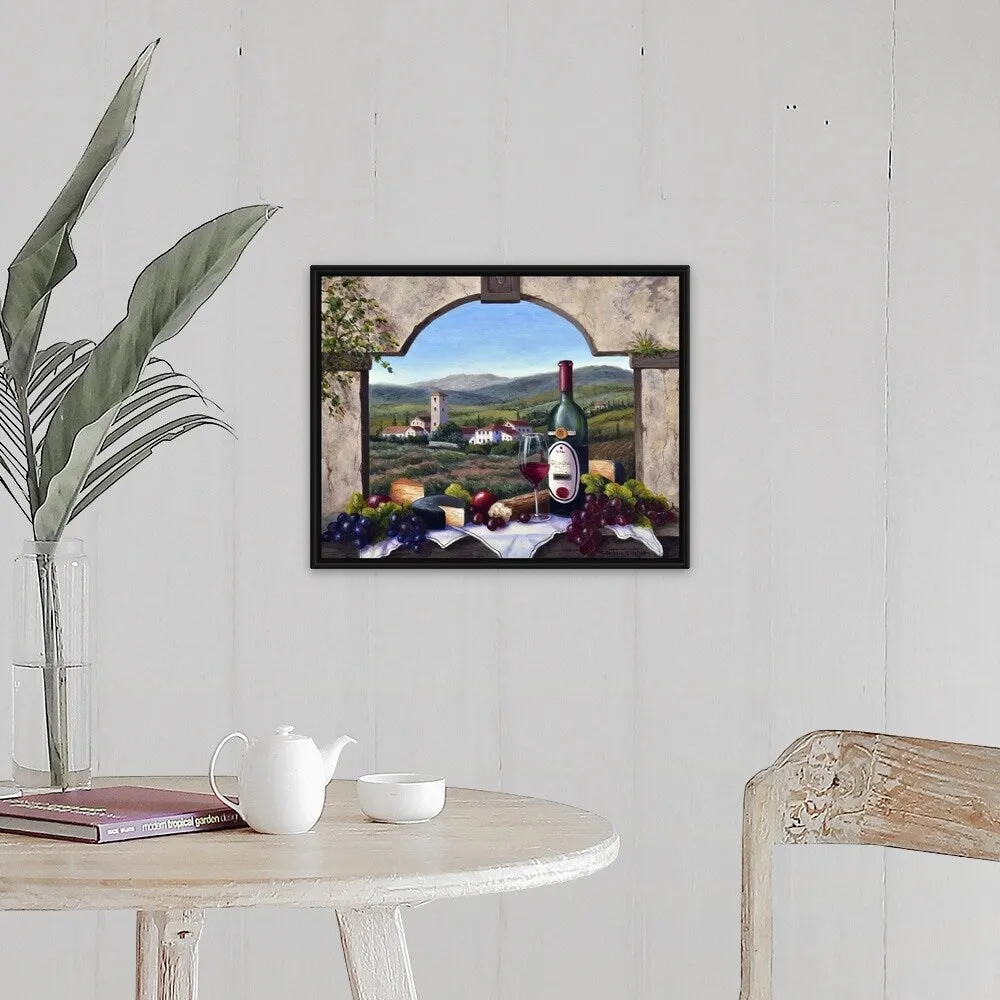 "A Tuscany Vista" Black Float Frame Canvas Art