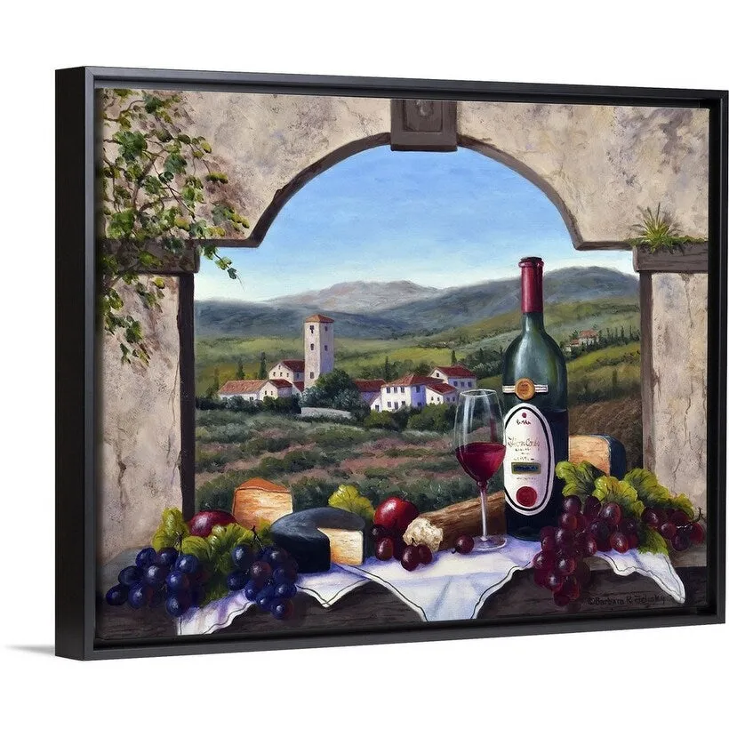 "A Tuscany Vista" Black Float Frame Canvas Art