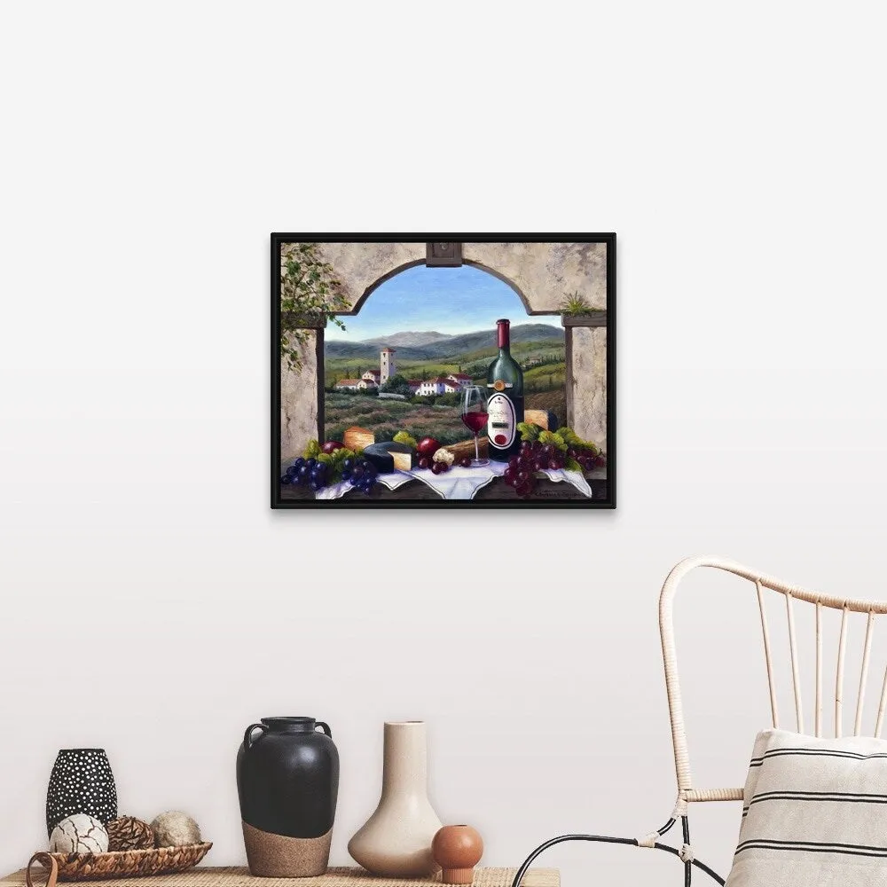 "A Tuscany Vista" Black Float Frame Canvas Art