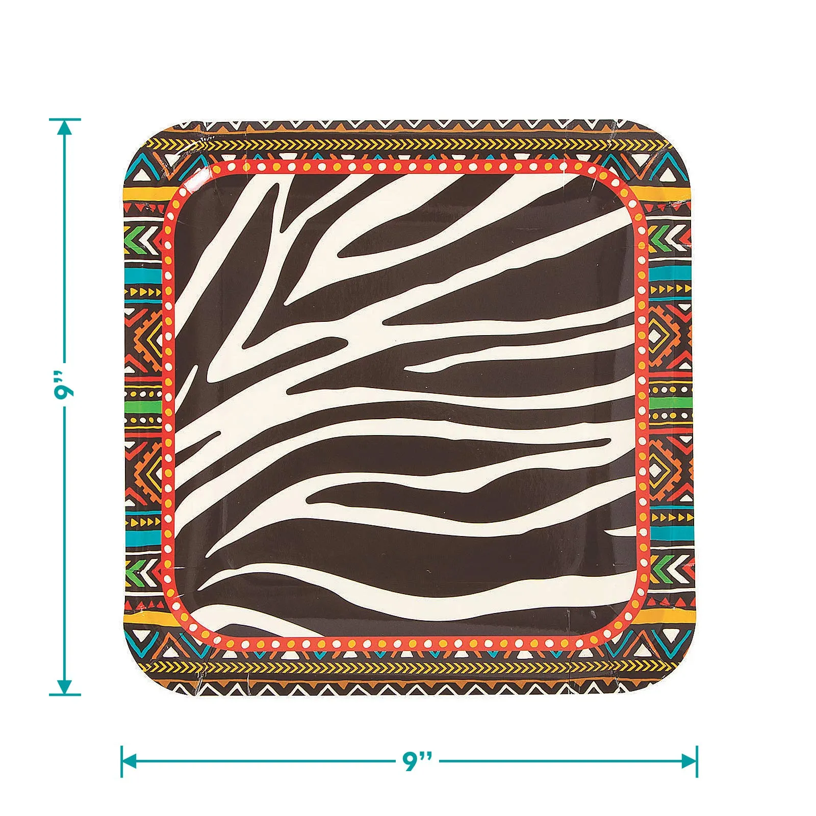 Safari Animal Print Party Supplies - Zebra Paper Dinner Plates and Luncheon Napkins (Serves 16)