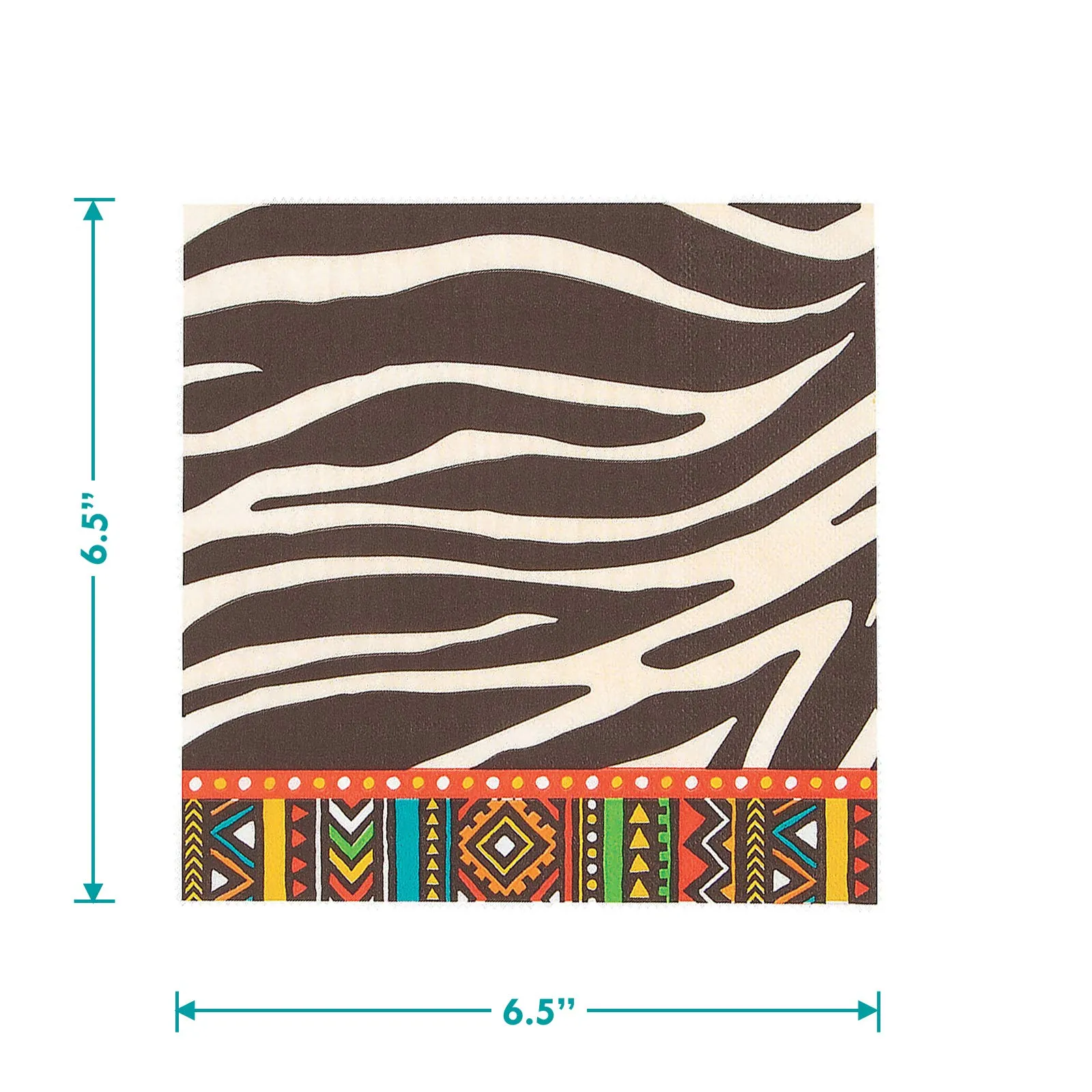 Safari Animal Print Party Supplies - Zebra Paper Dinner Plates and Luncheon Napkins (Serves 16)