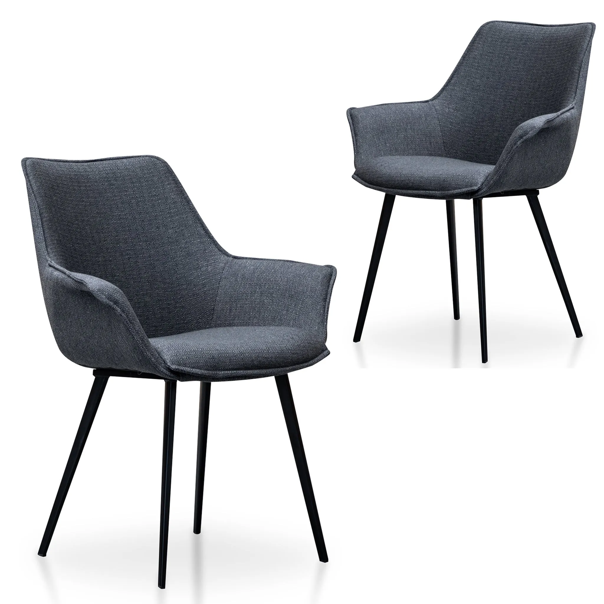 Set of 2 - Nola Fabric Dining Chair - Charcoal Grey