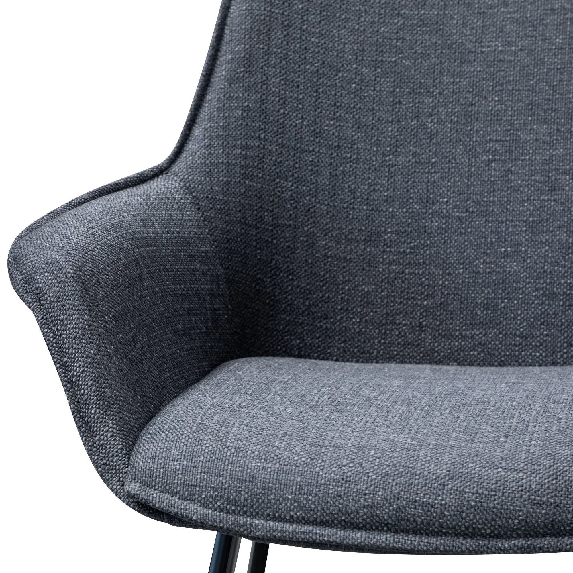 Set of 2 - Nola Fabric Dining Chair - Charcoal Grey