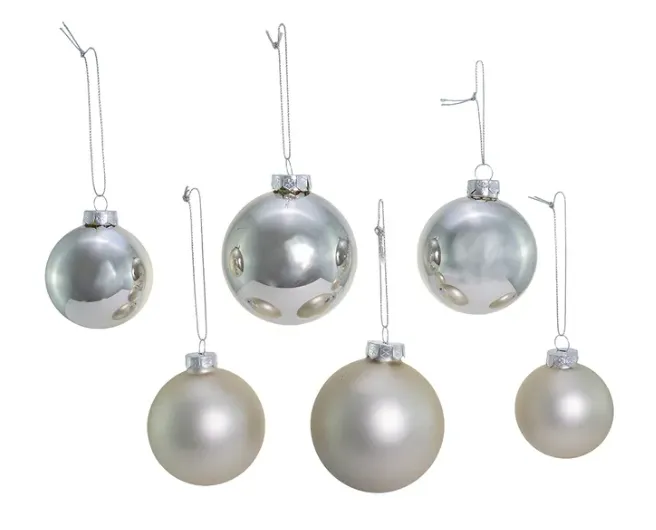 Shiny/Matte Pearl Grey Ornaments, 20 PCS