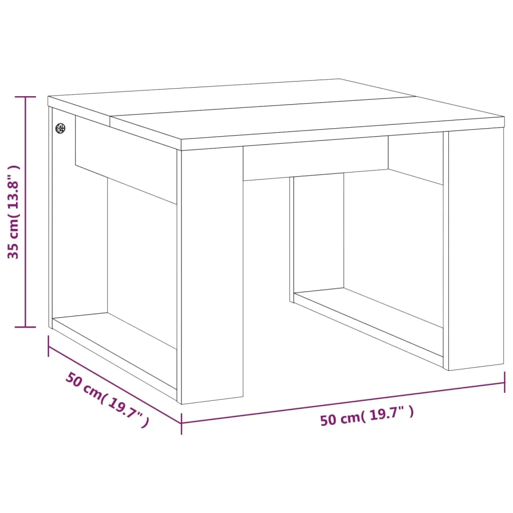 Side Table Brown Oak 50x50x35 cm Engineered Wood