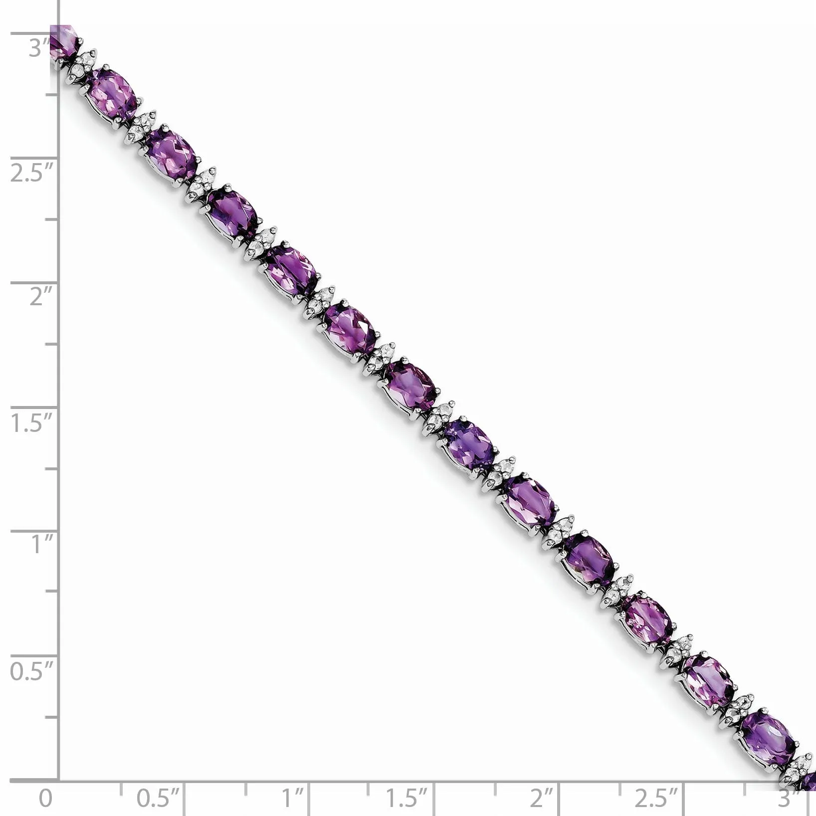 Silver Amethyst White Topaz Gemstone Bracelet