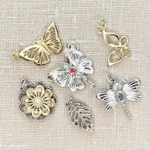 Silver and Gold Mixed Metal Garden Charms 6pc Set