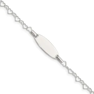 Silver Childrens ID Heart Link Bracelet