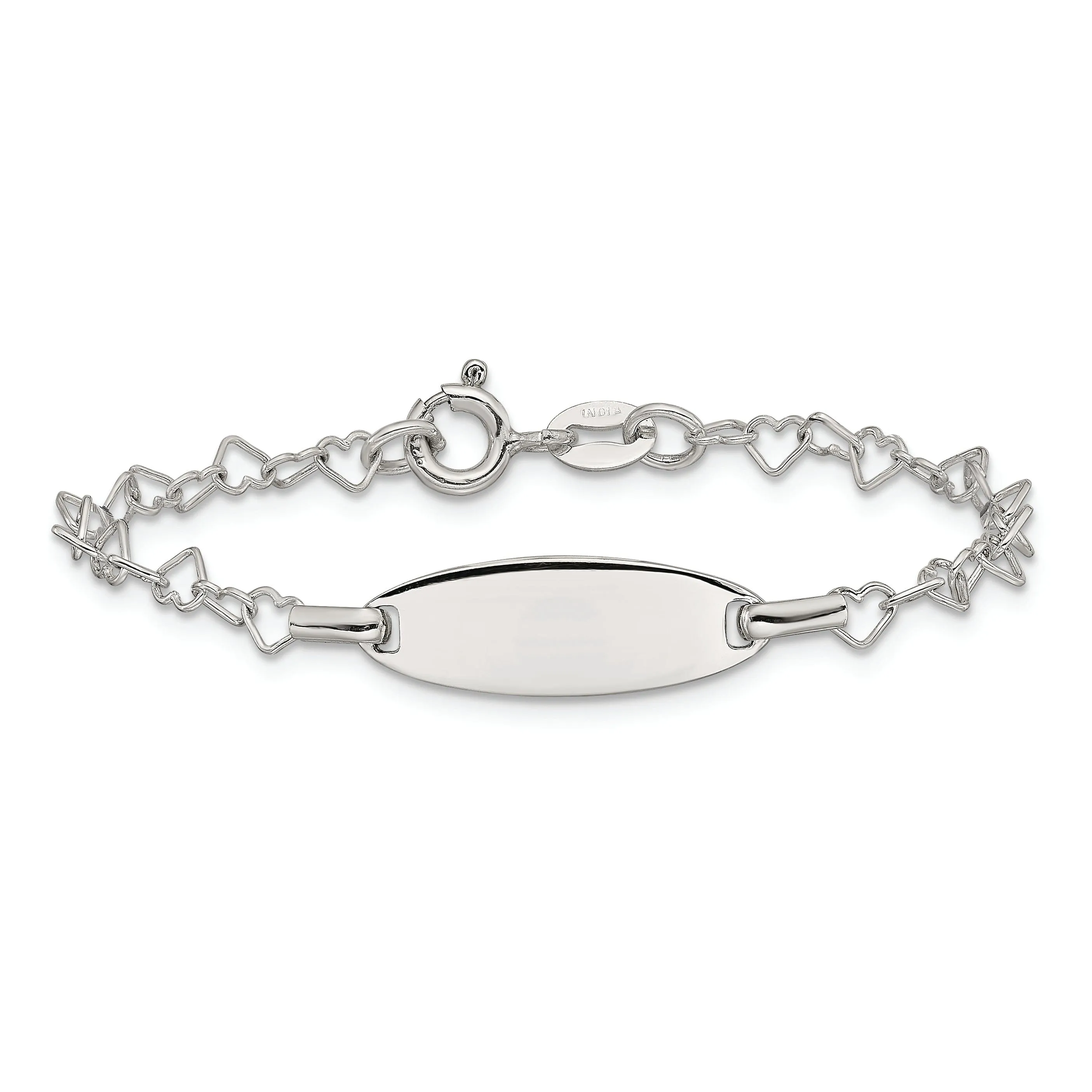 Silver Childrens ID Heart Link Bracelet