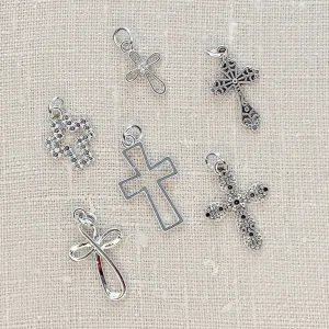 Silver Crosses 6pc Charm Set