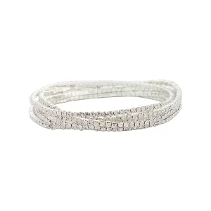 Silver Fine Cup Chain Stretch Bracelet Pack