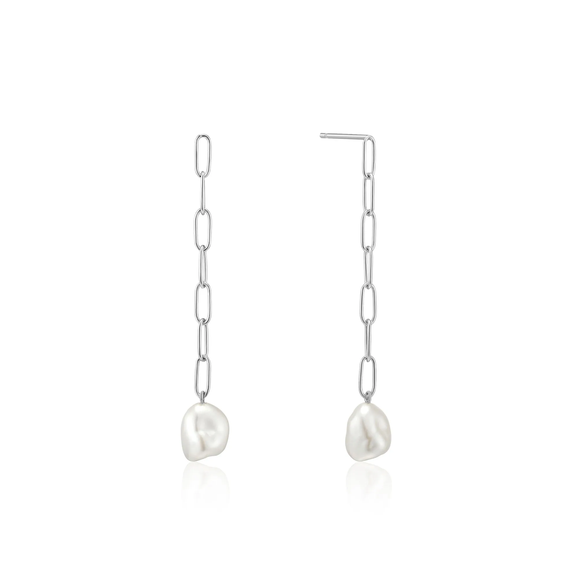 Silver Pearl Chunky Drop Earrings