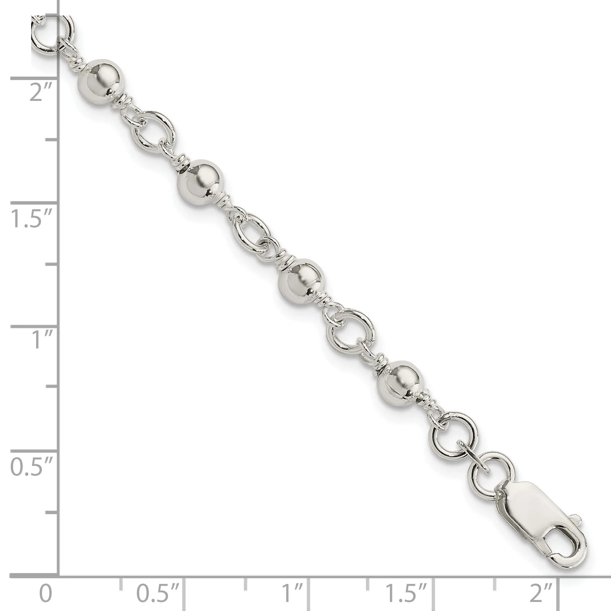 Silver Polished Finish Bead and Ball Bracelet