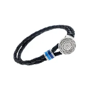 Smooth Seas Don't Make Skillful Sailors Sterling Silver & Enamel Leather Bracelet