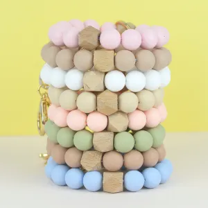 Solid Neutrals Silicone Beaded Keychain