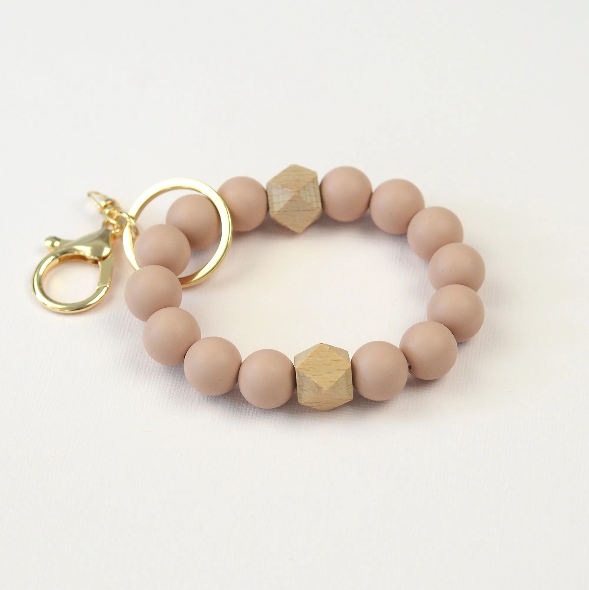 Solid Neutrals Silicone Beaded Keychain