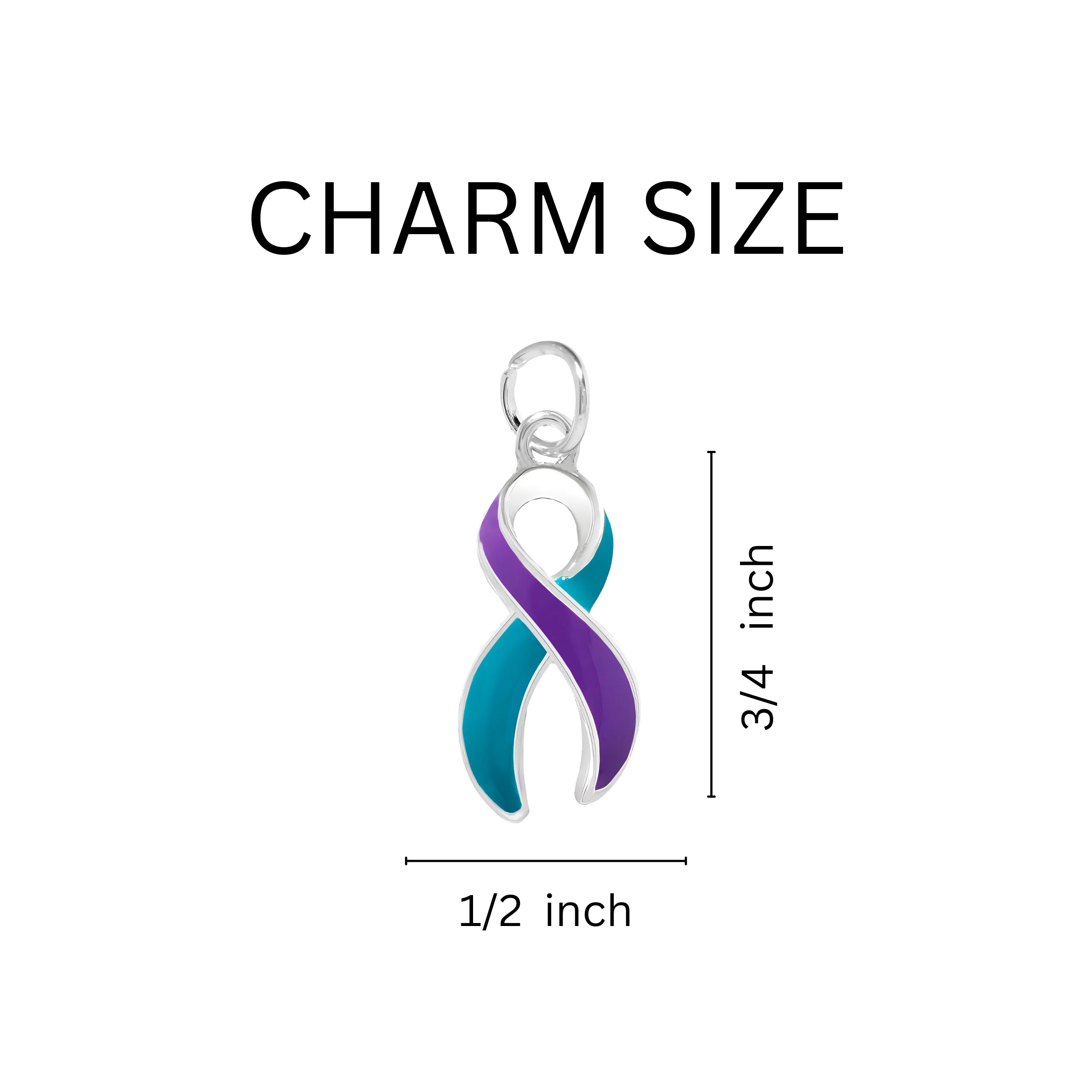 Teal & Purple Ribbon Suicide Awareness Charm Bracelets