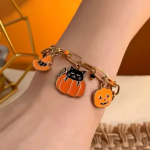 Thick Chain Halloween-Themed Multi-Charm Bracelets