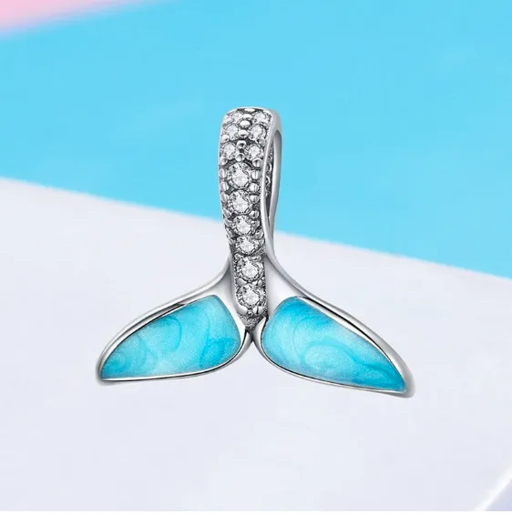 Turquoise Mermaid Tail Sparkling Charm Sterling Silver