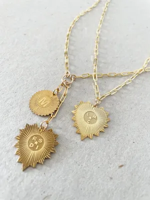 Vesta Initial and Heart Initials Medallion Necklace