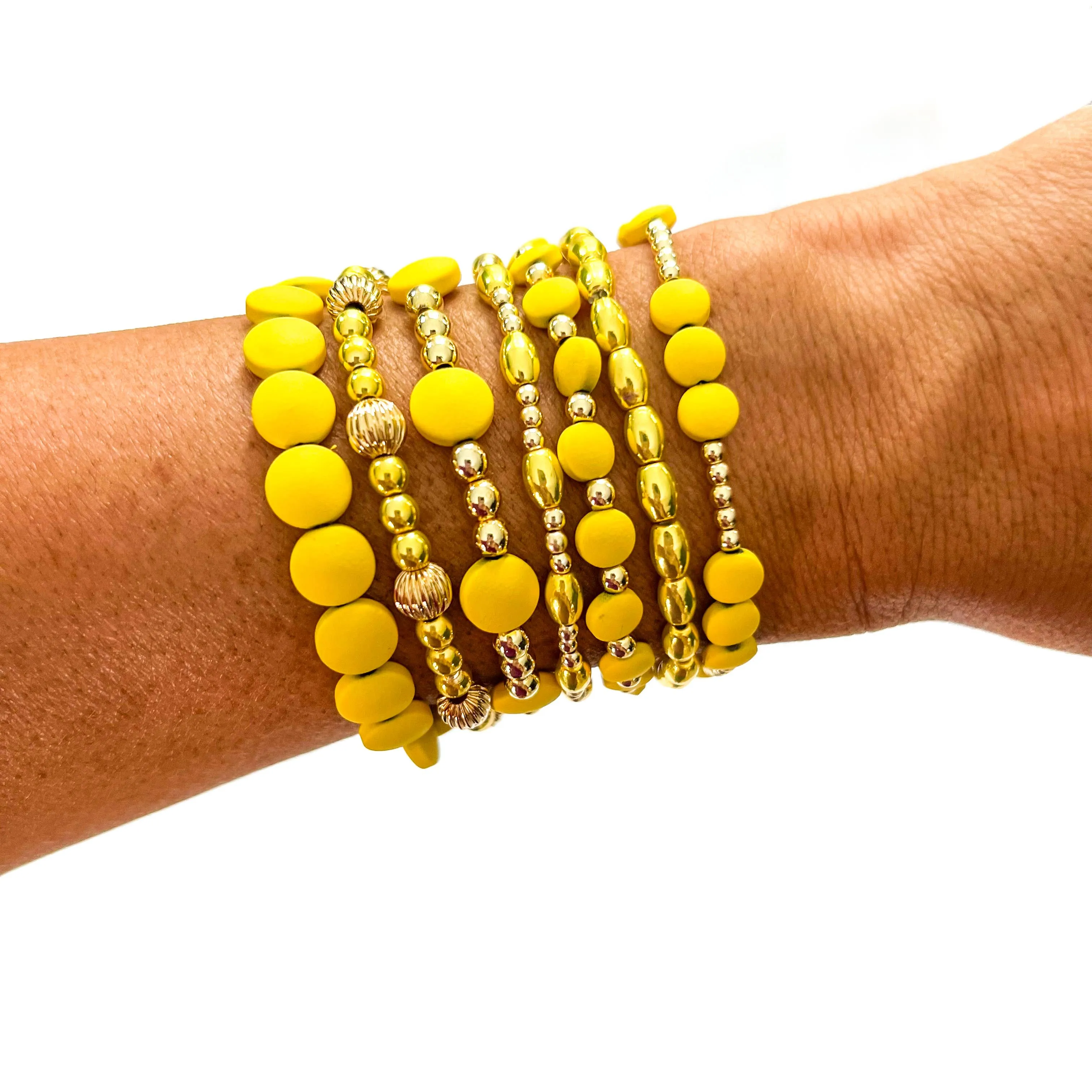 Yellow MIx Bead Bracelets