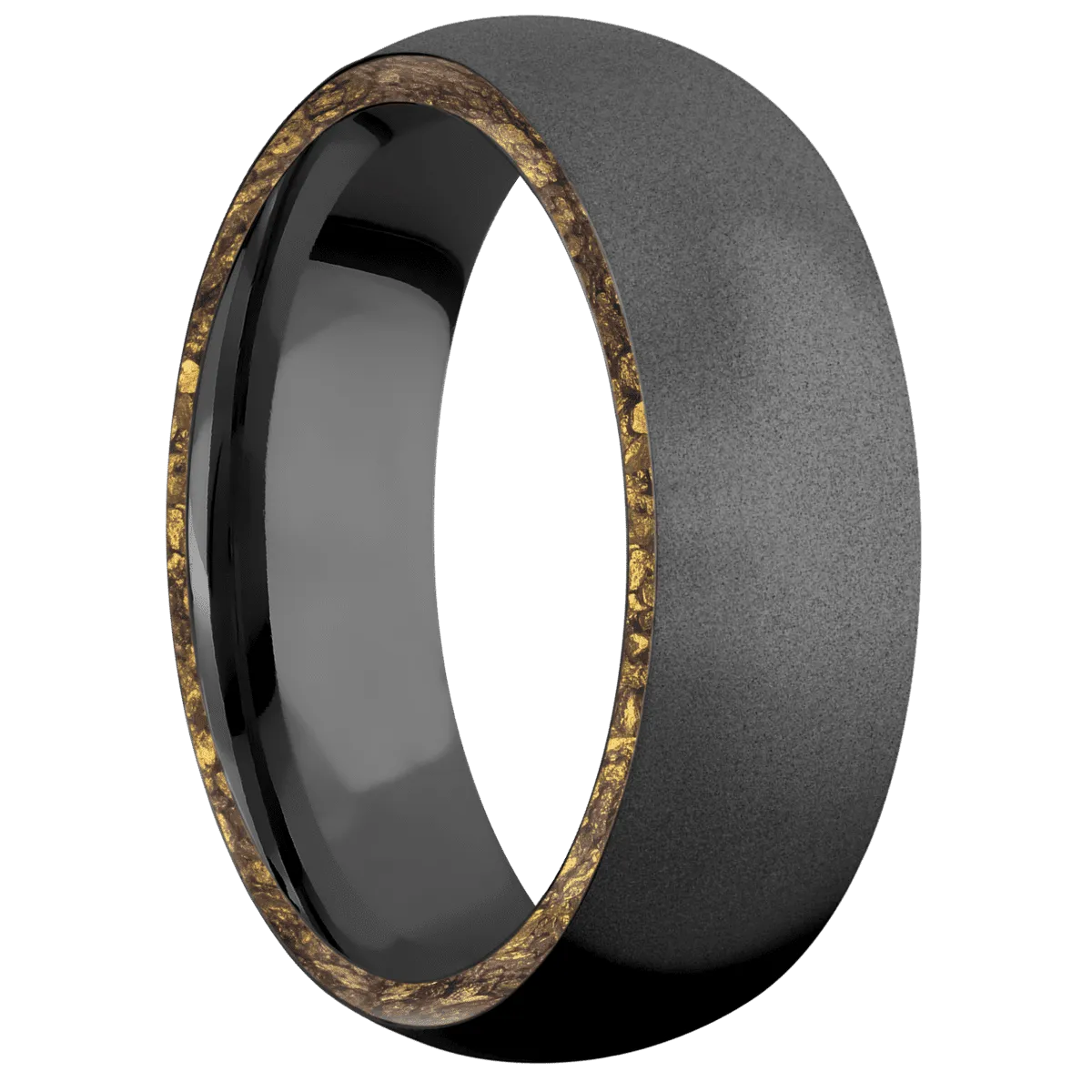 Zirconium with Bead Finish and Alaskan Gold Nugget Inlay