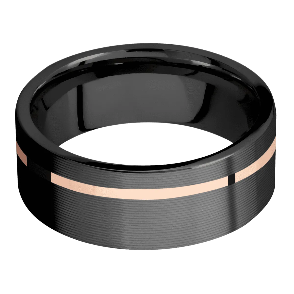 Zirconium with Machine , Machine Finish and 14K Rose Gold Inlay