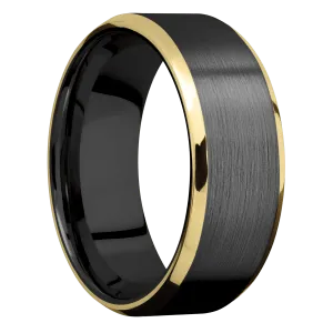 Zirconium with Satin , Polish Finish and 14K Yellow Gold Inlay